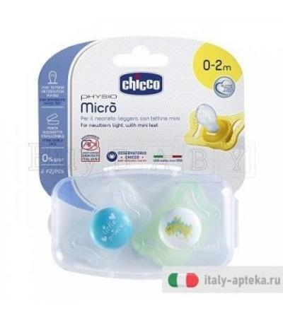 Chicco Succhietto Physio Micro Boy 0-2M 2 Pezzi
