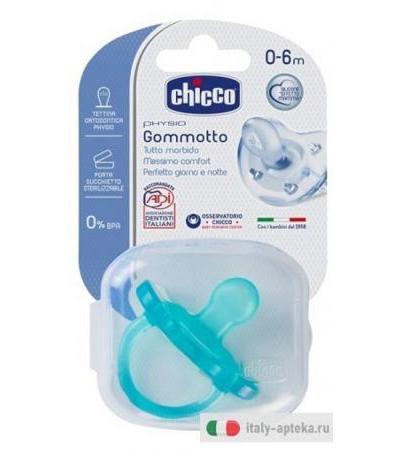Chicco Succhietto Physio Soft Silicone Blu 0-6m 1 Pezzo