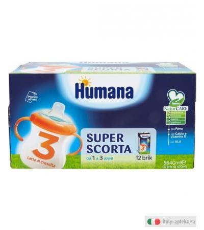 Humana 3 Junior Drink Scorta Liquido 12 Pezzi