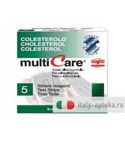 Multicare Strisce Chip Rilevazione Colesterolo 5 Pezzi