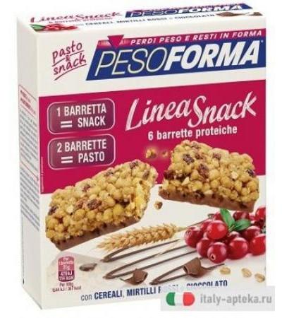 Pesoforma Linea Snack Cereali, Mirtilli Rossi E Cioccolato 6 Barrette