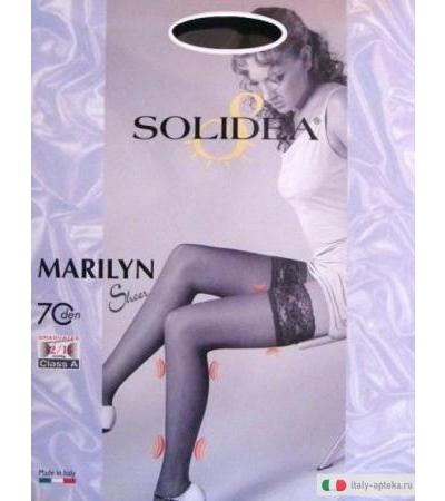 Calza autoreggente 70 denari a maglia liscia SOLIDEA Marilyn colore Nero taglia 2M