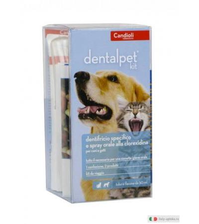 DENTALPET Kit con dentifricio, spray e ditale per l'igiene orale quotidiana di cani e gatti