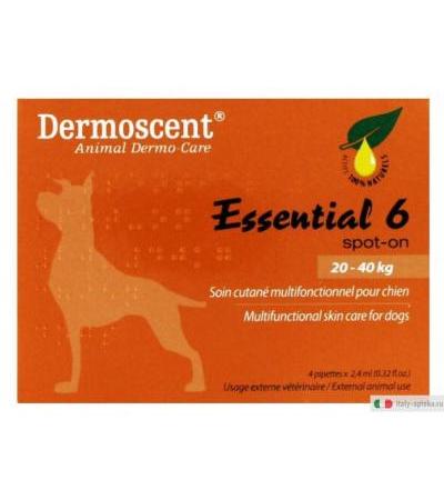 Essential 6 spot on cura multifunzionale della pelle per cani 20-40 kg 4 pipette