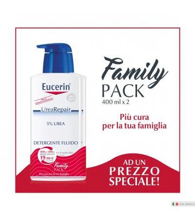 Eucerin OFFERTA FAMILY PACK UreaRepair Detergente Fluido 5% Urea 2x400ml