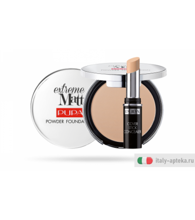 Pupa Kit Viso Perfetto Extreme Matt & In Regalo Cover Stick Concealer 030 Nude - Pelli Medie